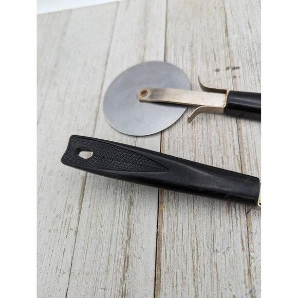 Set 2 Ekco Pizza Cutter #7 Blade 2 5/8" Diameter 8" USA Stainless Steel Black - Picture 2 of 7